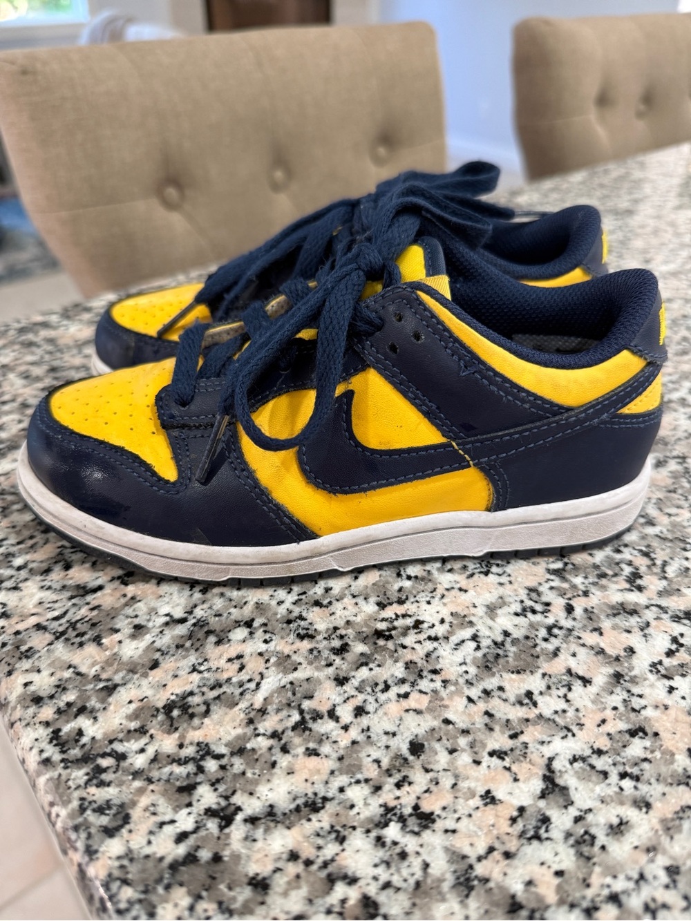 Nike Kids Navy and Yellow Low-Top Sneakers